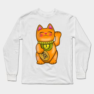 Cute Maneki Neko Lucky Cat For Safe Travels Long Sleeve T-Shirt